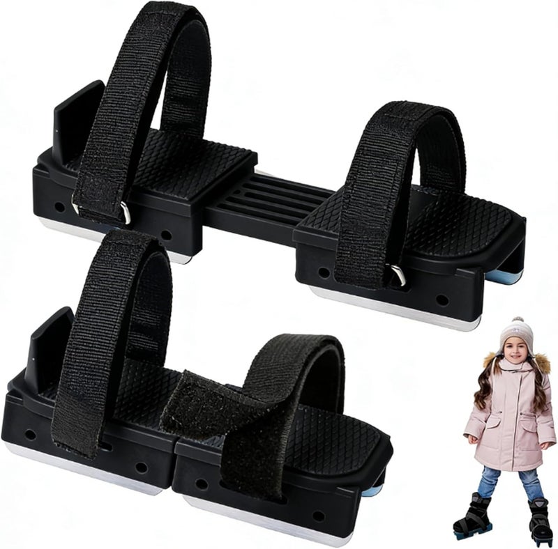 Toddler Ice Skates, Kids Adjustable Double Runner Ice Skates with Hook and Loop Fastener Straps, Blue Double Blade Ice Skates for Winter Toddler Training Shoes Beginner